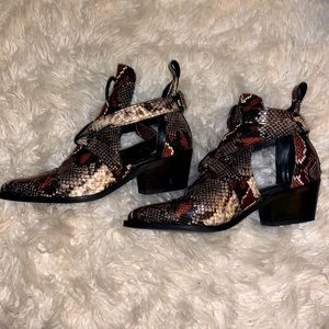 All saints ankle snake print booties